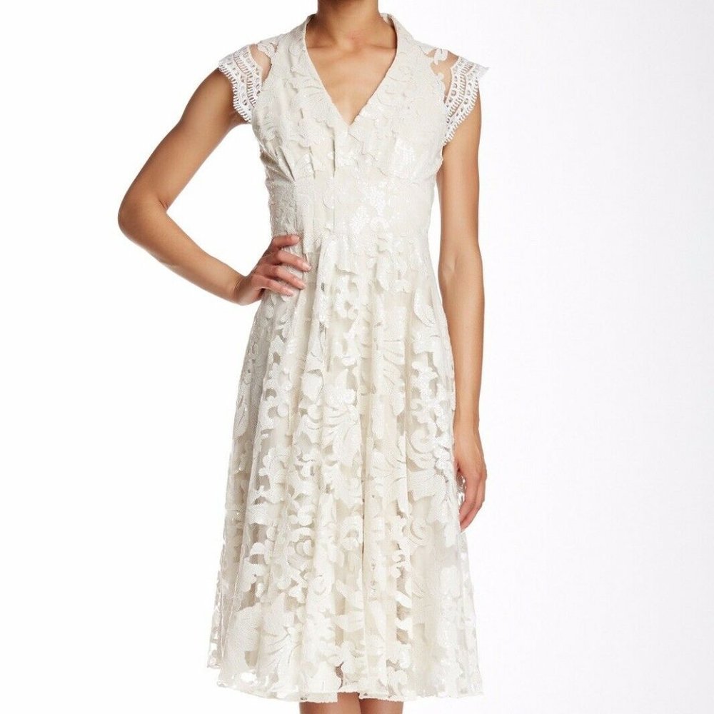 Anthropologie Eva Franco Cream Lace Midi Dress